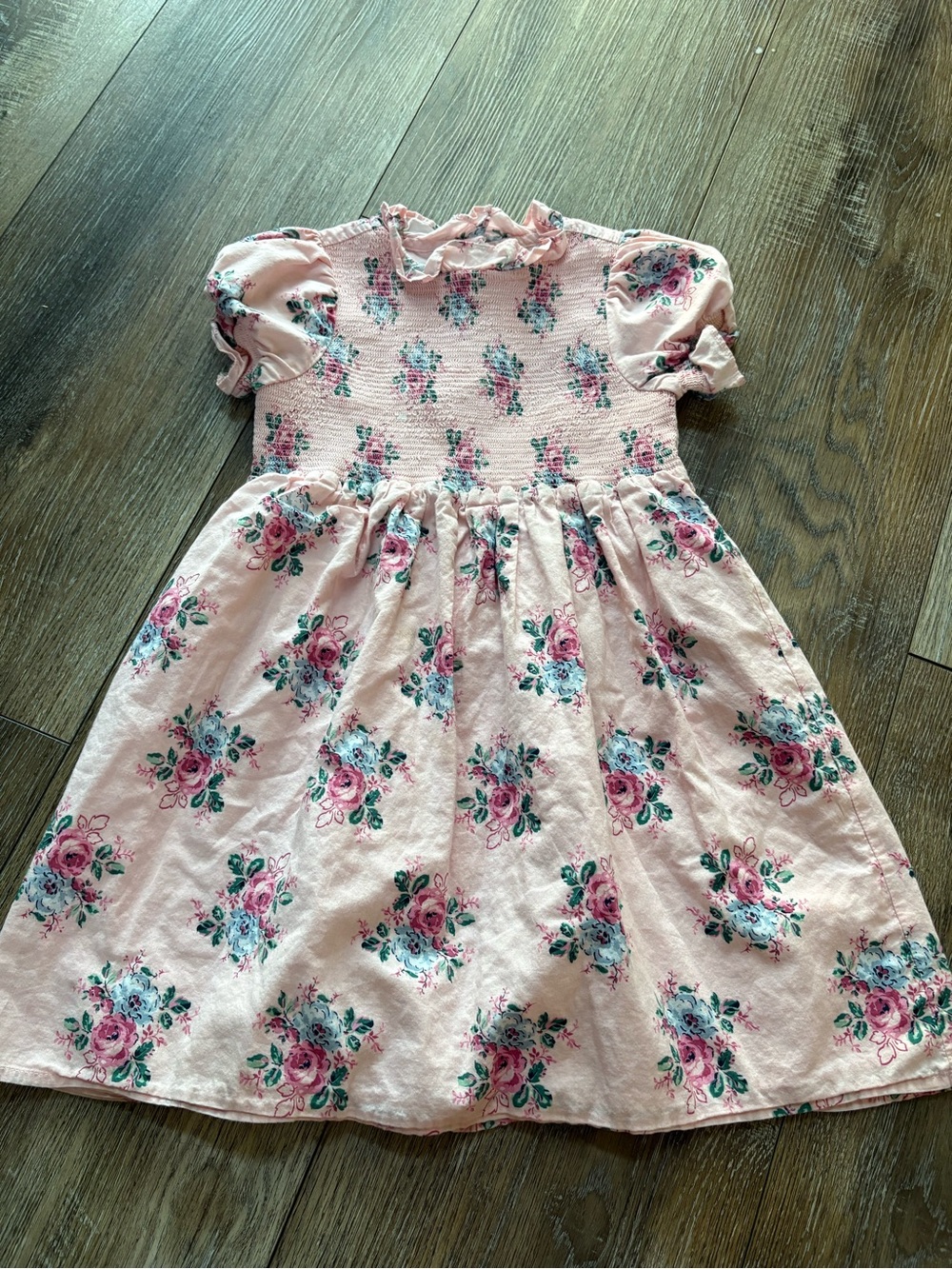 Janie & jack Pink Floral Smocked Kids Dress size 6